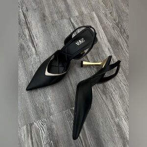 Zara leather slingback heels